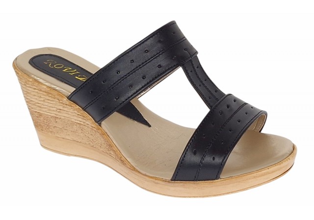 Papuci dama din piele naturala cu platforme de 7cm Negru PAP300NBOX